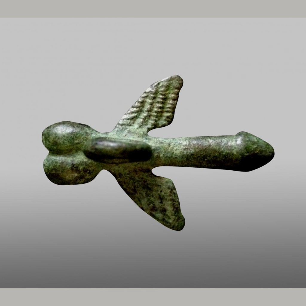 Ancient Roman Bronze Winged Phallus Pendant